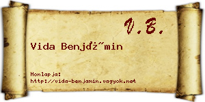 Vida Benjámin névjegykártya
