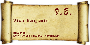 Vida Benjámin névjegykártya